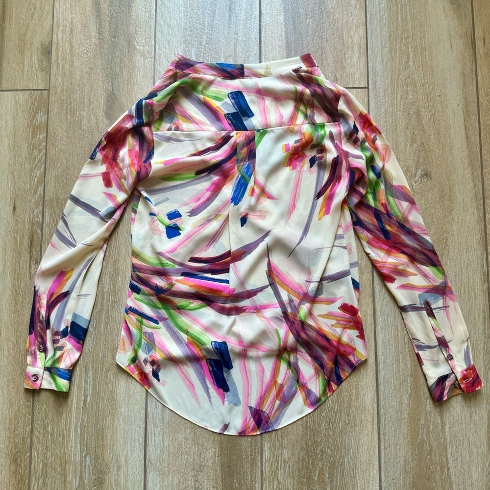 Anthropologie HD in Paris Watercolor Wrap Top - Picture 4 of 7